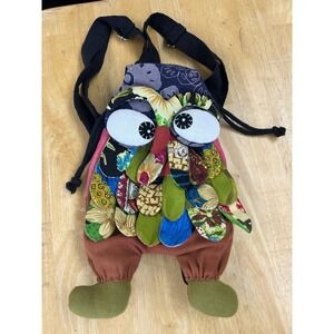 Quirky Patchwork Owl Backpack Satchel Bag Adjustable Strap Boho Festival Travel